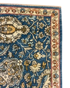 Hand-Knotted Floral Rug, Blue Ivory Botanical Garden Design Wool Carpet, 2' x 3'