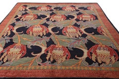 Rug & Kilim's Hand Knotted Floral Rug Red Green Pomegranate Pattern Rug