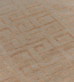 Hand-Knotted Greek Key Patterned Hemp Rug