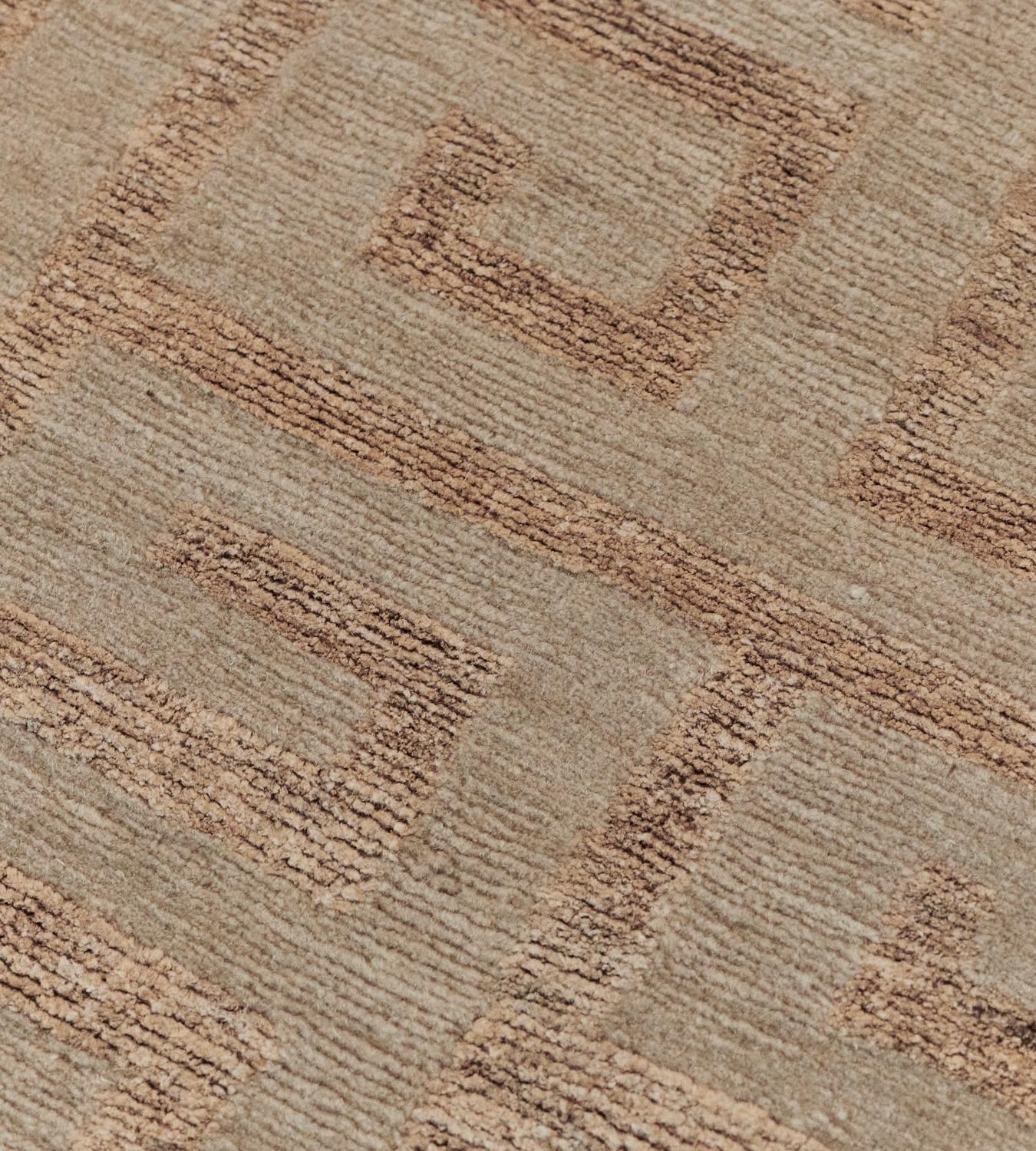 XXI secolo e contemporaneo Knots Rugs in canapa con motivi a chiave greca, annodato a mano in vendita