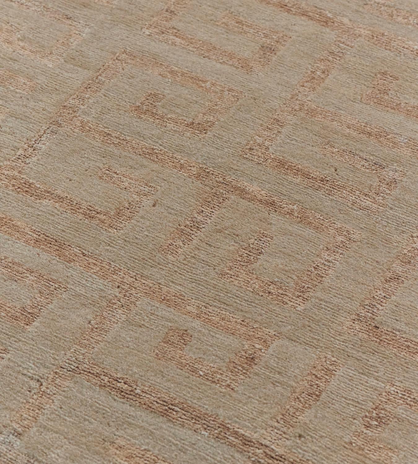 Knots Rugs in canapa con motivi a chiave greca, annodato a mano in vendita 1