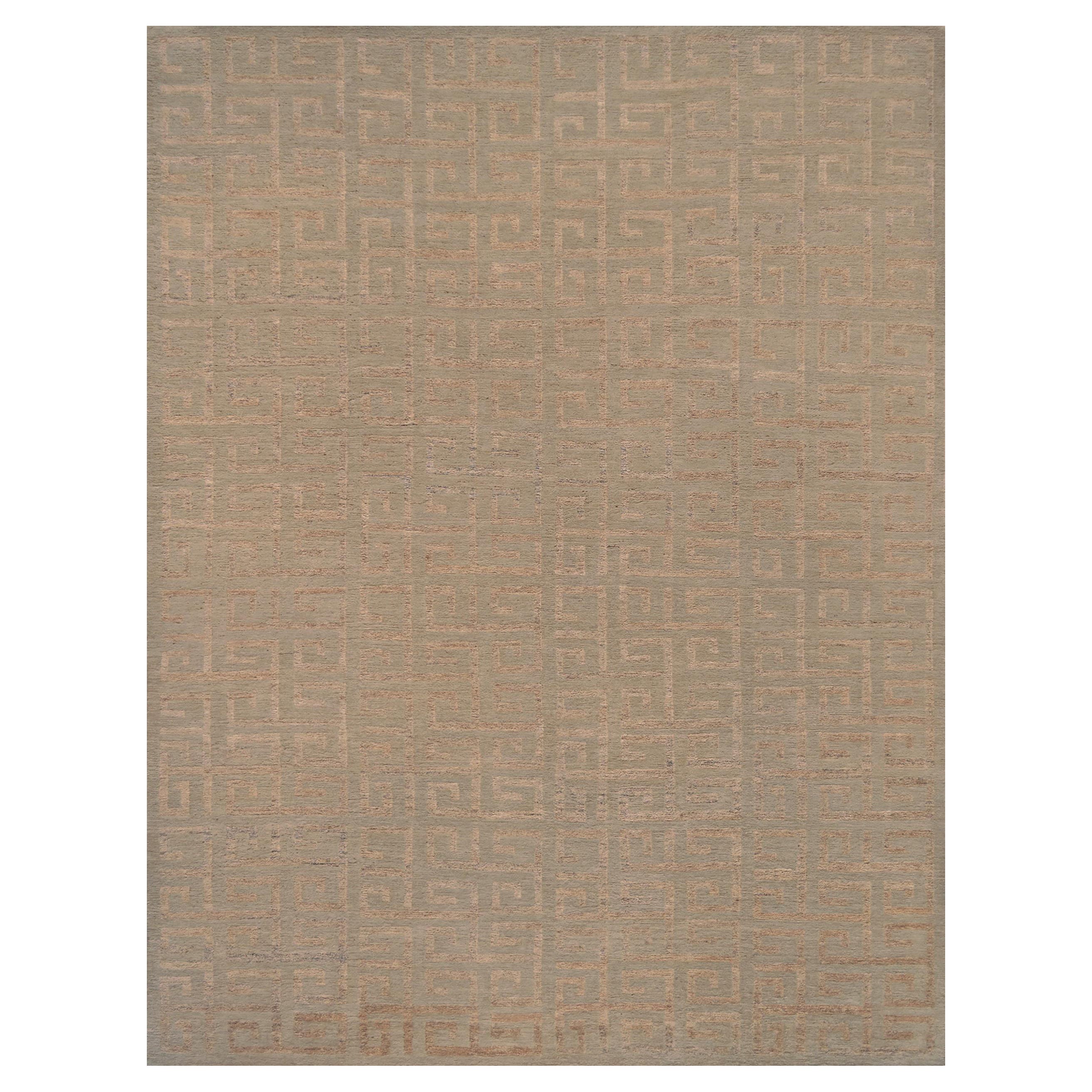 Knots Rugs in canapa con motivi a chiave greca, annodato a mano