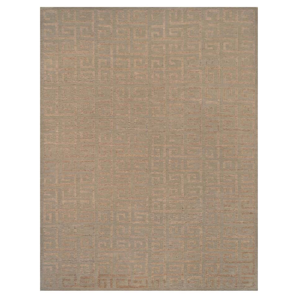 Greek Key Design High Low Rug in Gold Charcoal For Sale at 1stDibs