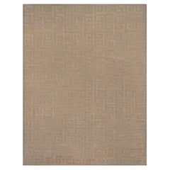 Hand-Knotted Greek Key Patterned Hemp Rug