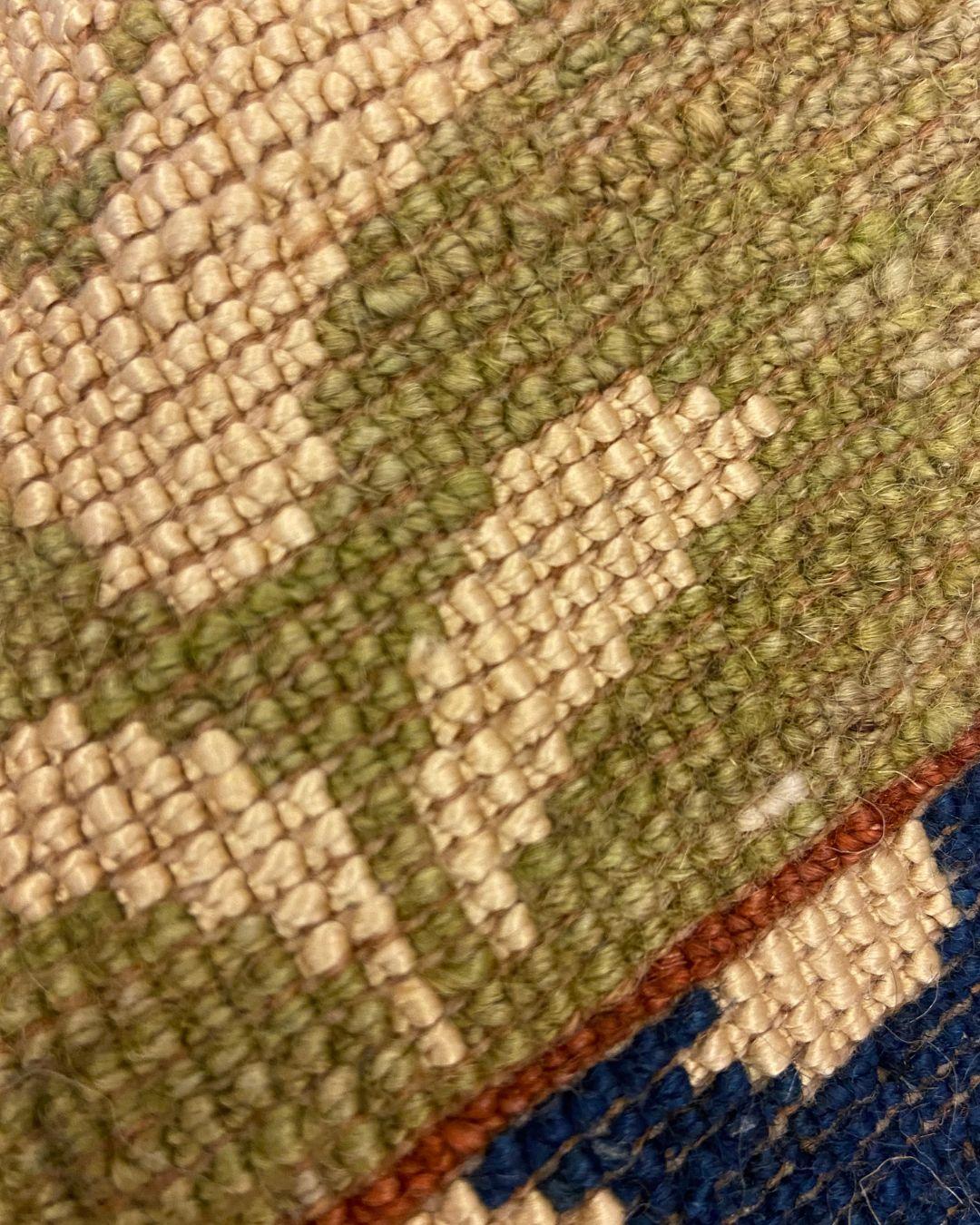 Tapis en laine noué à la main, vert, bleu et or, inspiré de l'Art Nouveau, 2x3 en vente 4