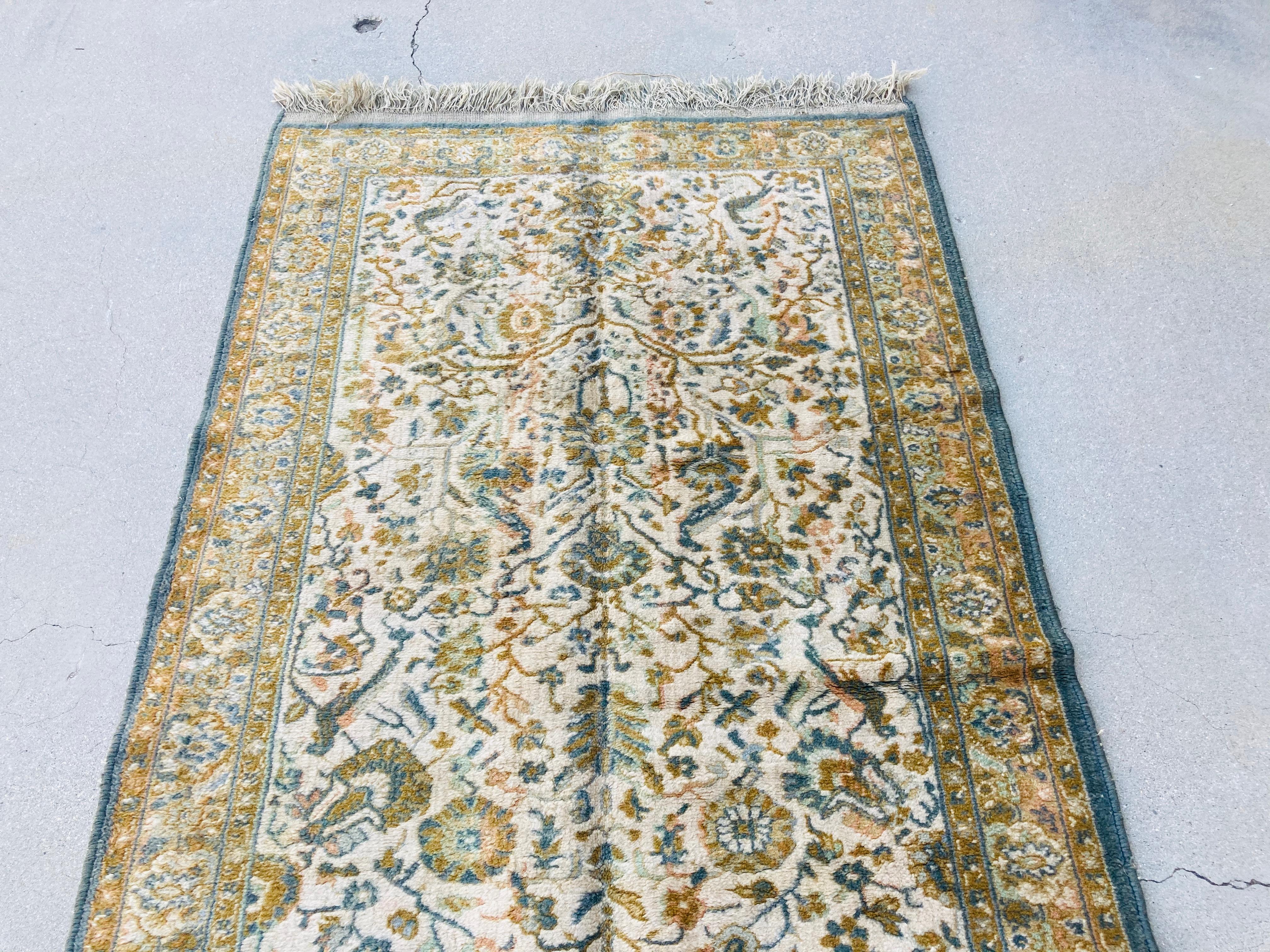 1950s Hand Knotted Green Runner from Turkey For Sale 1