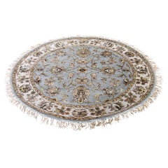 Hand Knotted Half Wool and Half Silk Rajasthan Round Oriental Rug