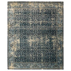 Rug & Kilim Alfombra anudada a mano de estilo Herati Diseño clásico azul