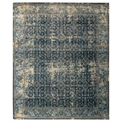 Rug & Kilim's Hand Knotted Herati-Style Rug Blue Classic Pattern