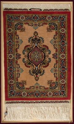 Tapis de soie noué à la main Hereke Özipek Tapis mural dans un cadre, 17 x 17 noeuds, Turquie
