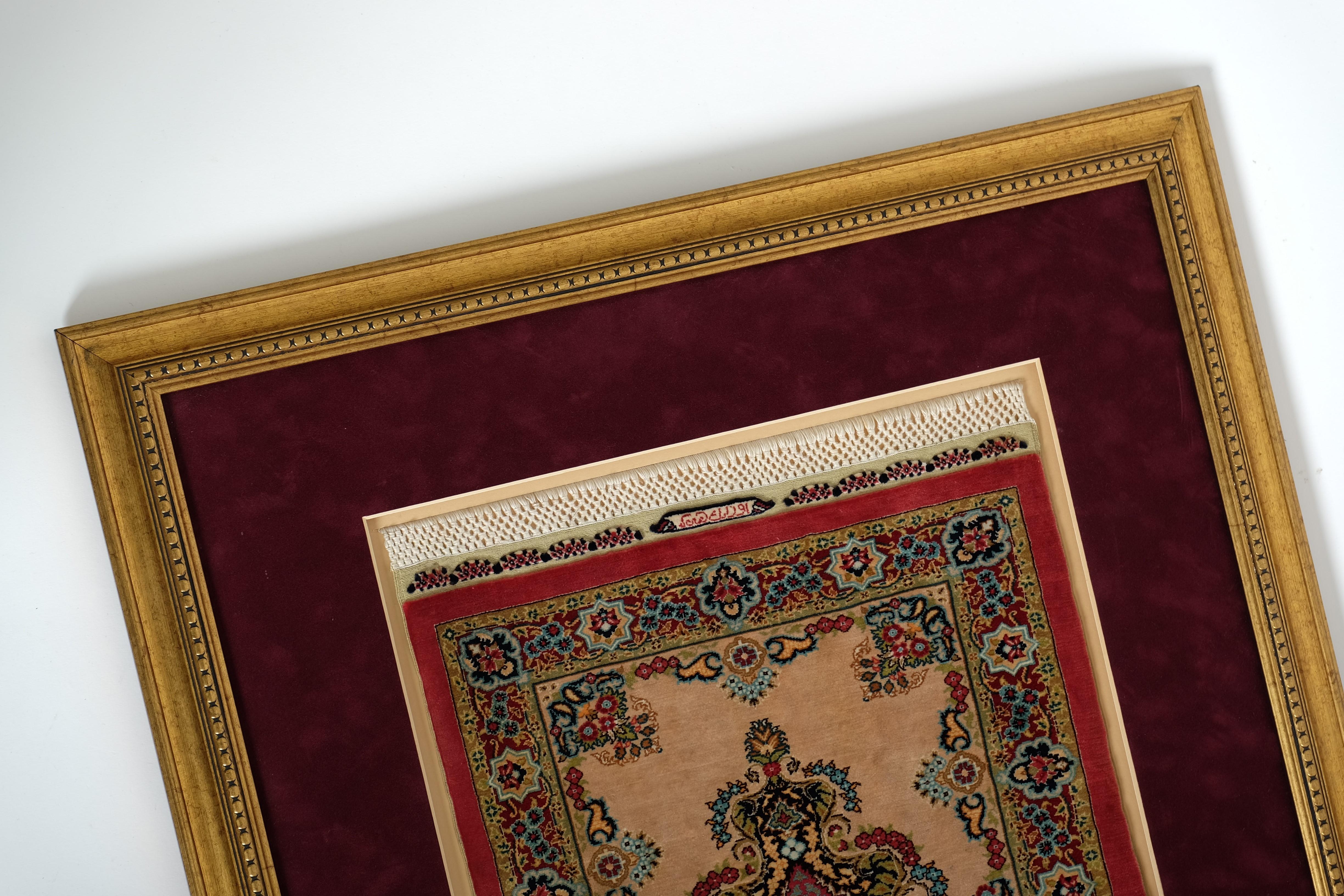 Handgeknüpfter Hereke Özipek Seidenteppich Wandteppich in Rahmen, 17 x 17 Knots, Türkei (Türkisch) im Angebot