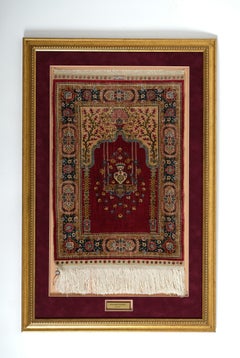 Handgeknüpfter Hereke Özipek Seidenteppich Wandteppich in Rahmen, 20 x 20 Knots