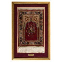 Hand-Knotted Hereke Özipek Silk Rug Wall Carpet in Frame, 20 x 20 knots