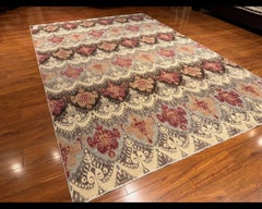Hand-Knotted Ikat Transitional Wool Area Rug, 8'x10', Afghan Craftsmanship