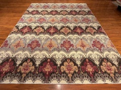 Hand-Knotted Ikat Transitional Wool Area Rug, 8'x10', Afghan Craftsmanship