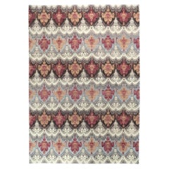 Hand-Knotted Ikat Transitional Wool Area Rug, 8'x10', Afghan Craftsmanship