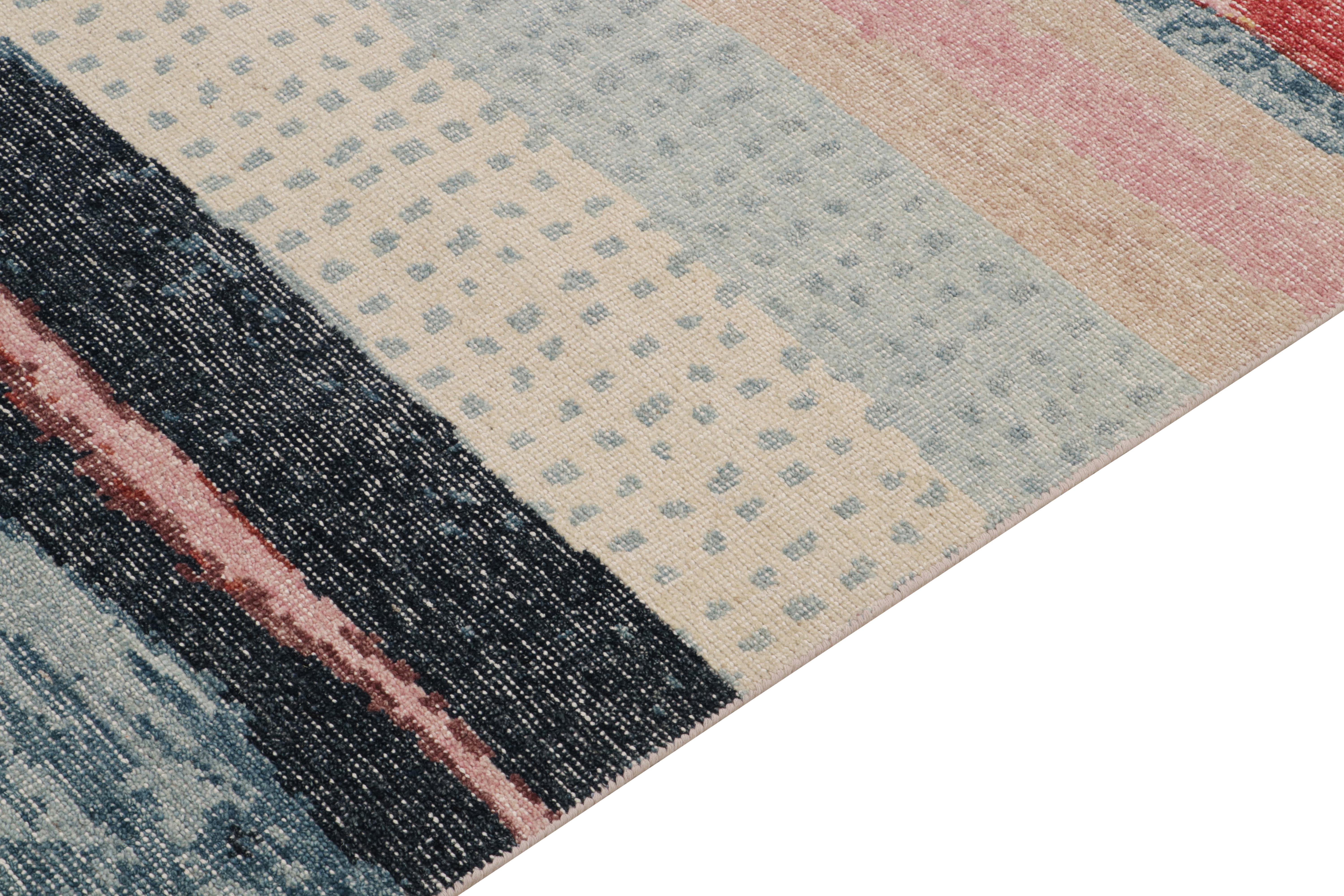Hand-Knotted Rug & Kilim’s Distressed style Modern runner in Multihued Abstract Patterns For Sale