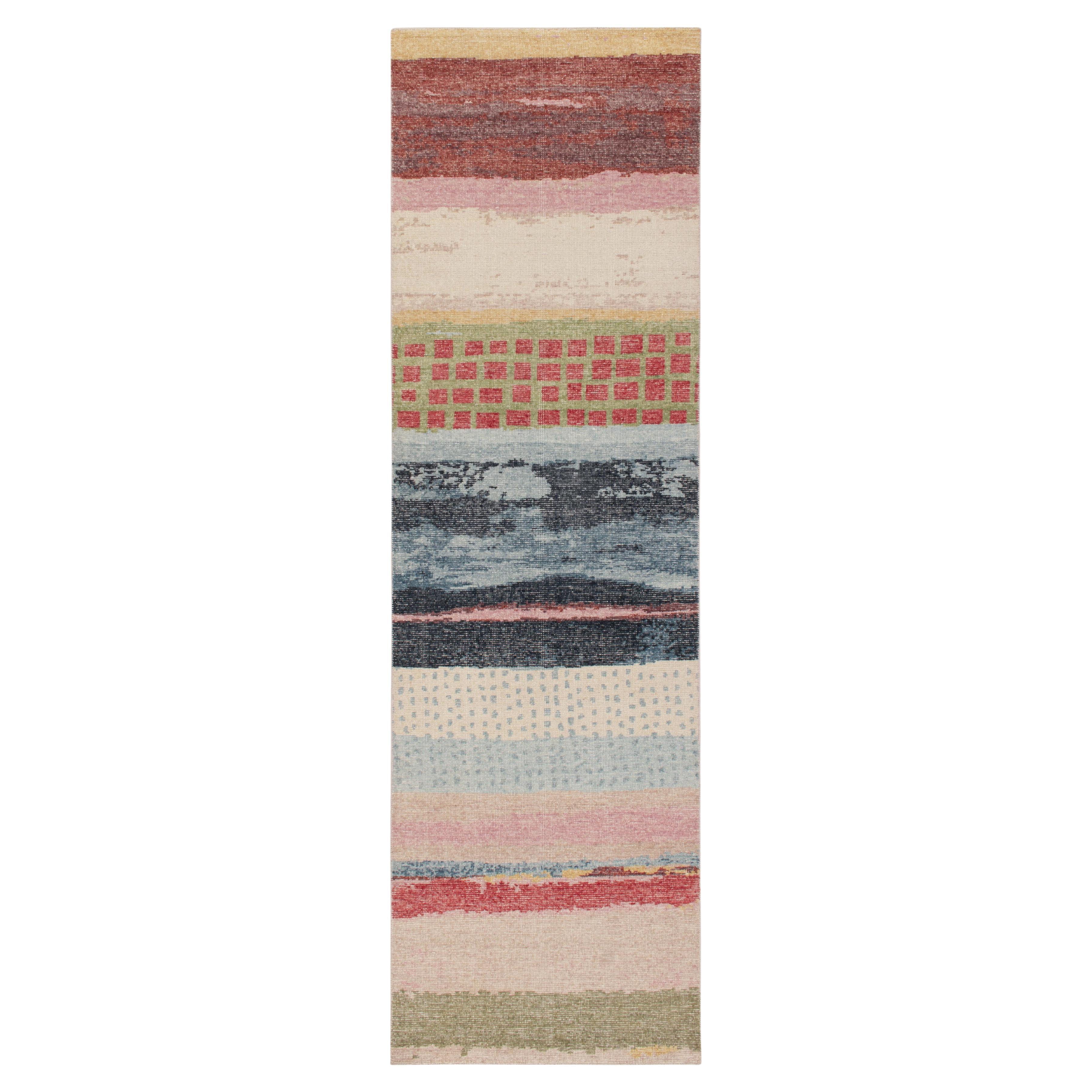 Rug & Kilim’s Distressed style Modern runner in Multihued Abstract Patterns For Sale