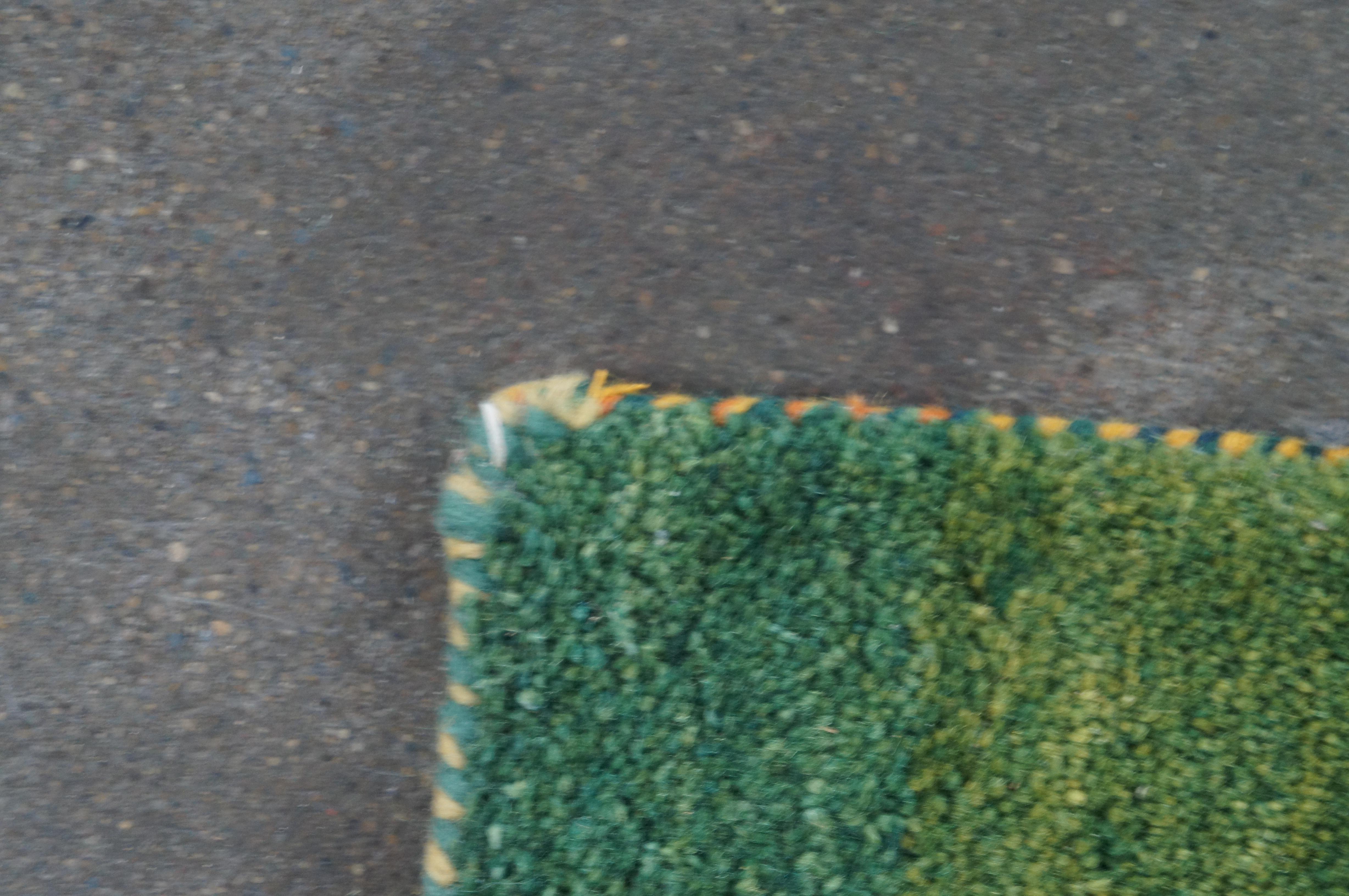 Tapis de sol indien noué à la main Gabbeh Laine Vert Moderne Figures Tapis 4 x 6' en vente 6