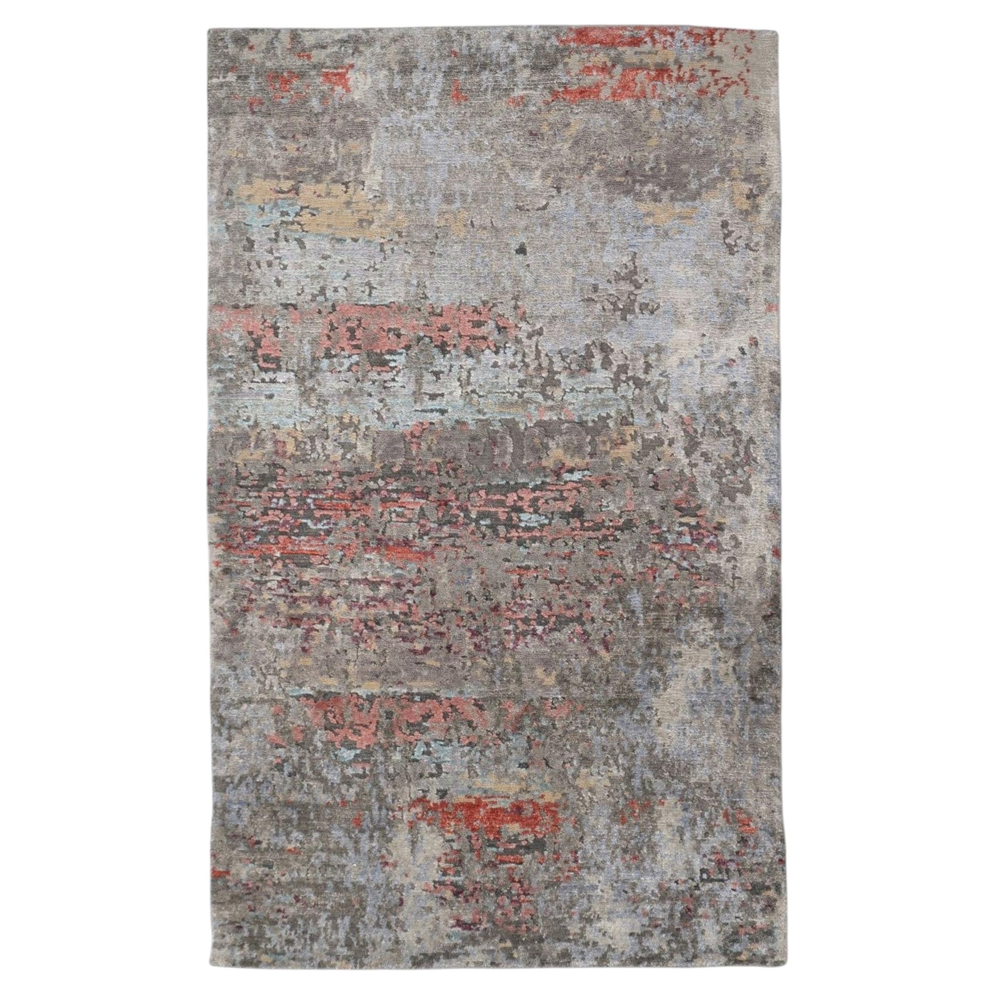 3’x4’11” Marra Modern Hand-Knotted Wool & Bamboo Silk Area Rug