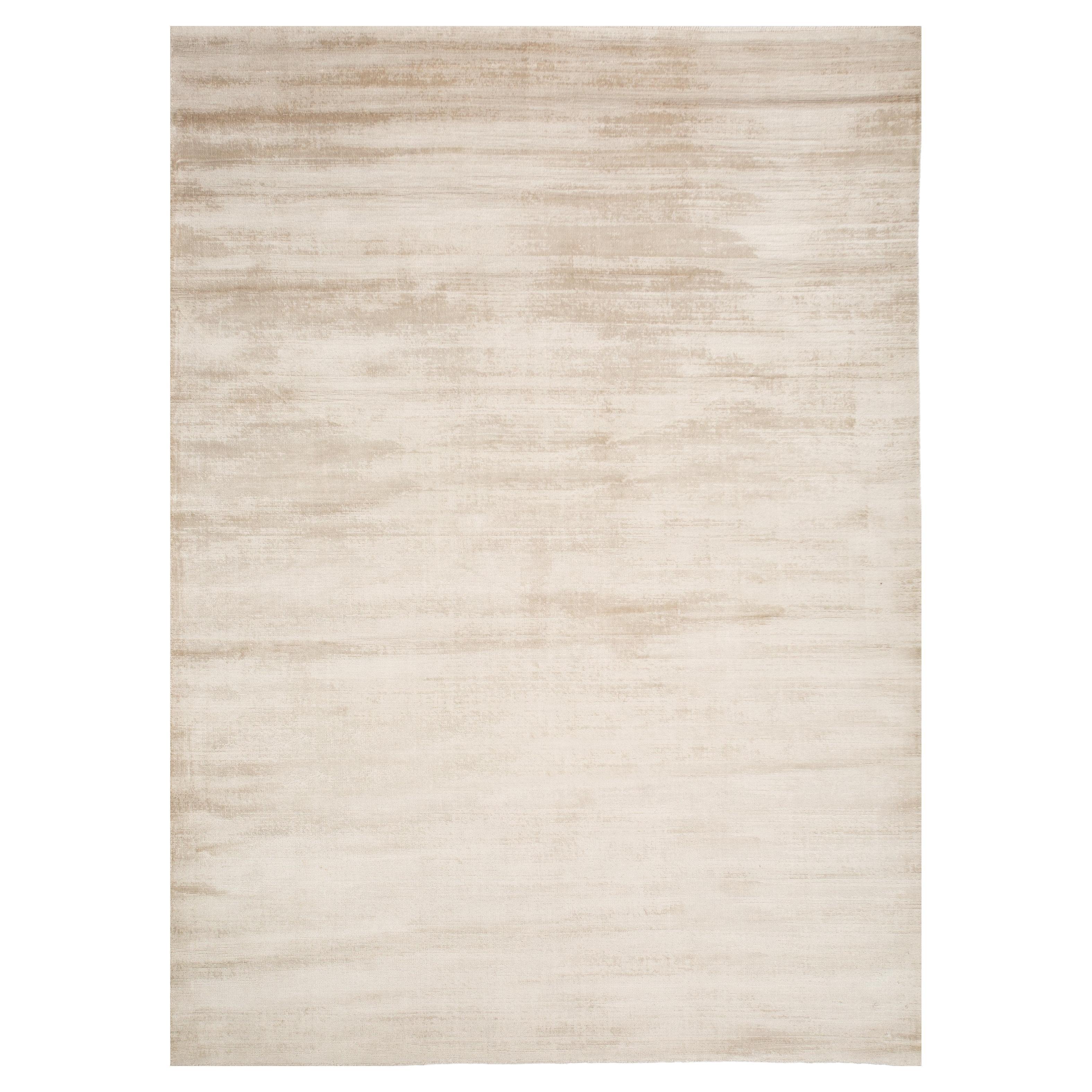 Alfombra de Lana Jaipur Anudada a Mano en Gris Clásico, Patrón de Textura Sutil