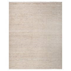 Alfombra de Lana Jaipur Anudada a Mano en Blanco Nube, Diseño Minimalista Texturado