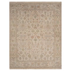 Alfombra de Lana Jaipur Anudada a Mano en Marfil Oscuro, Diseño Texturizado de Inspiración Vintage