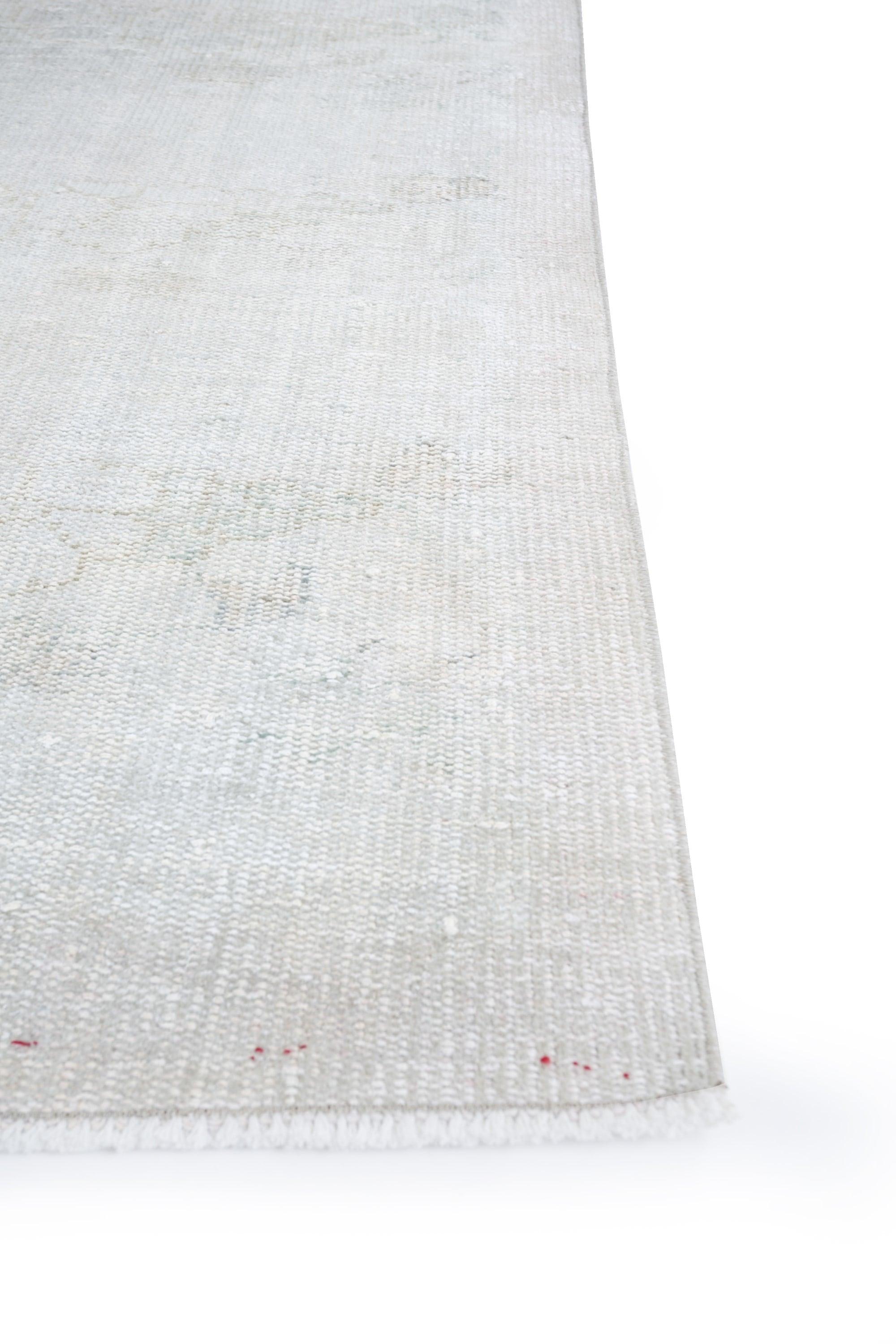 Alfombra de Lana Jaipur Anudada a Mano en Blanco Puro, Diseño Sólido Minimalista Moderno en venta