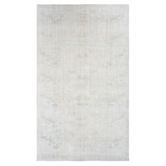 Handgeknüpfter Jaipur-Wollteppich in reinem Weiß, minimalistisch, massivem Design