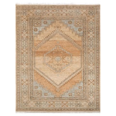Tappeto in lana Jaipur annodato a mano in morbido beige, Eleg Revival Design