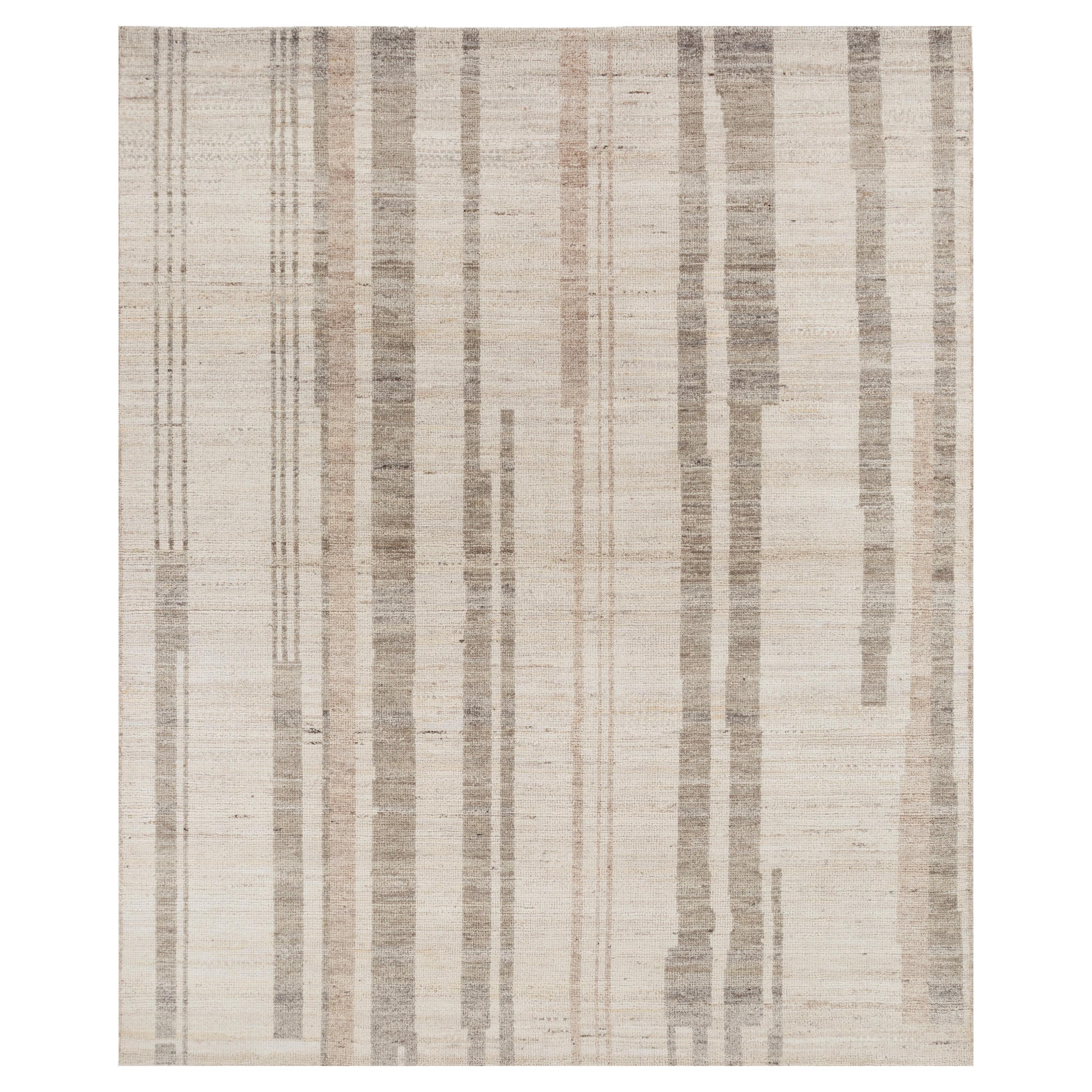 Hand-Knotted Jaipur Wool Rug in Soft Gold, Elegant Textured Design