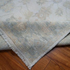 Hand-Knotted Karaman Wool Rug 4x6 Ivory Sage Oushak Turkish Design