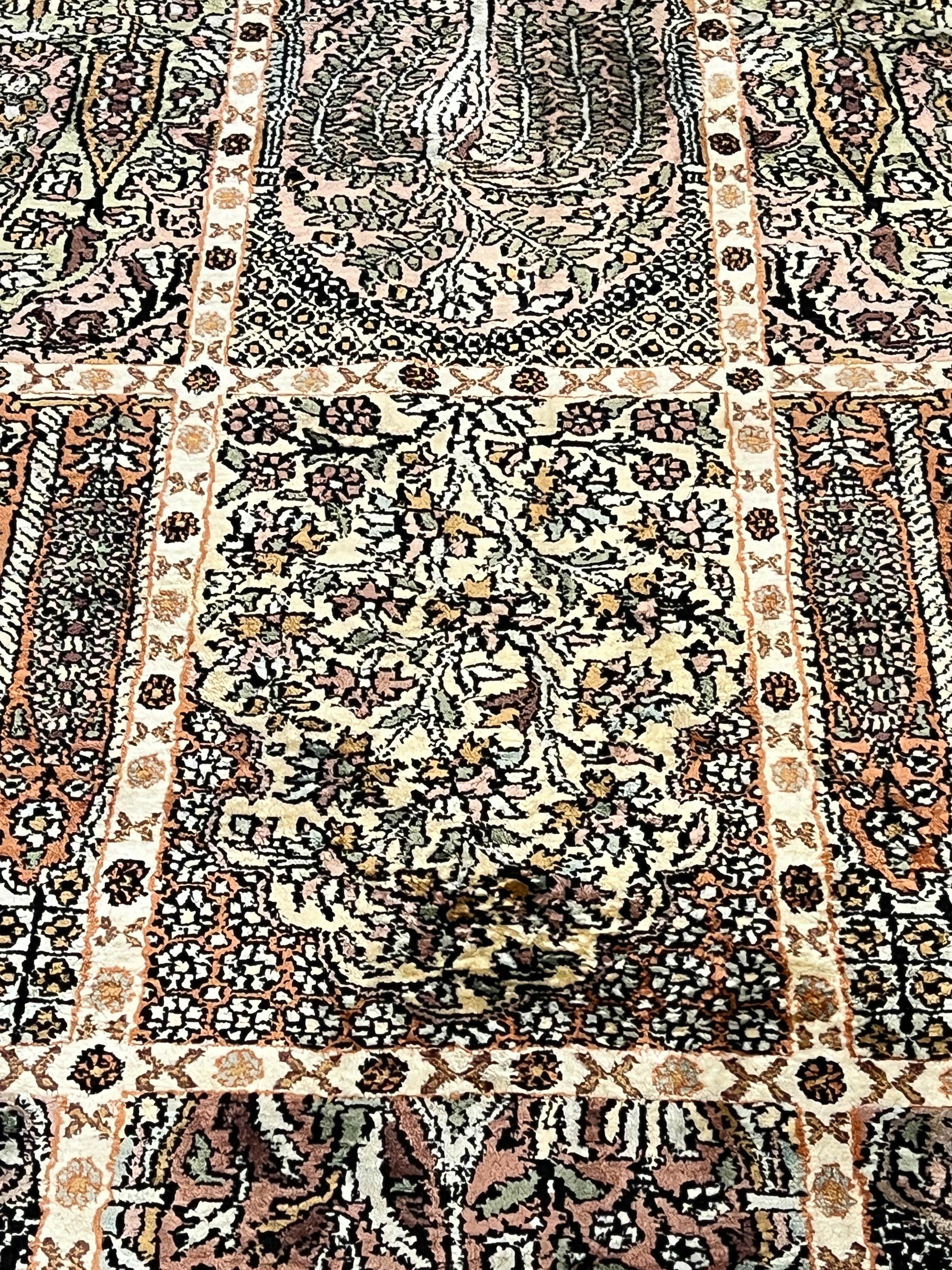Hand-Knotted Kashmir Silk Pile Rug - 12' x 18' For Sale 6