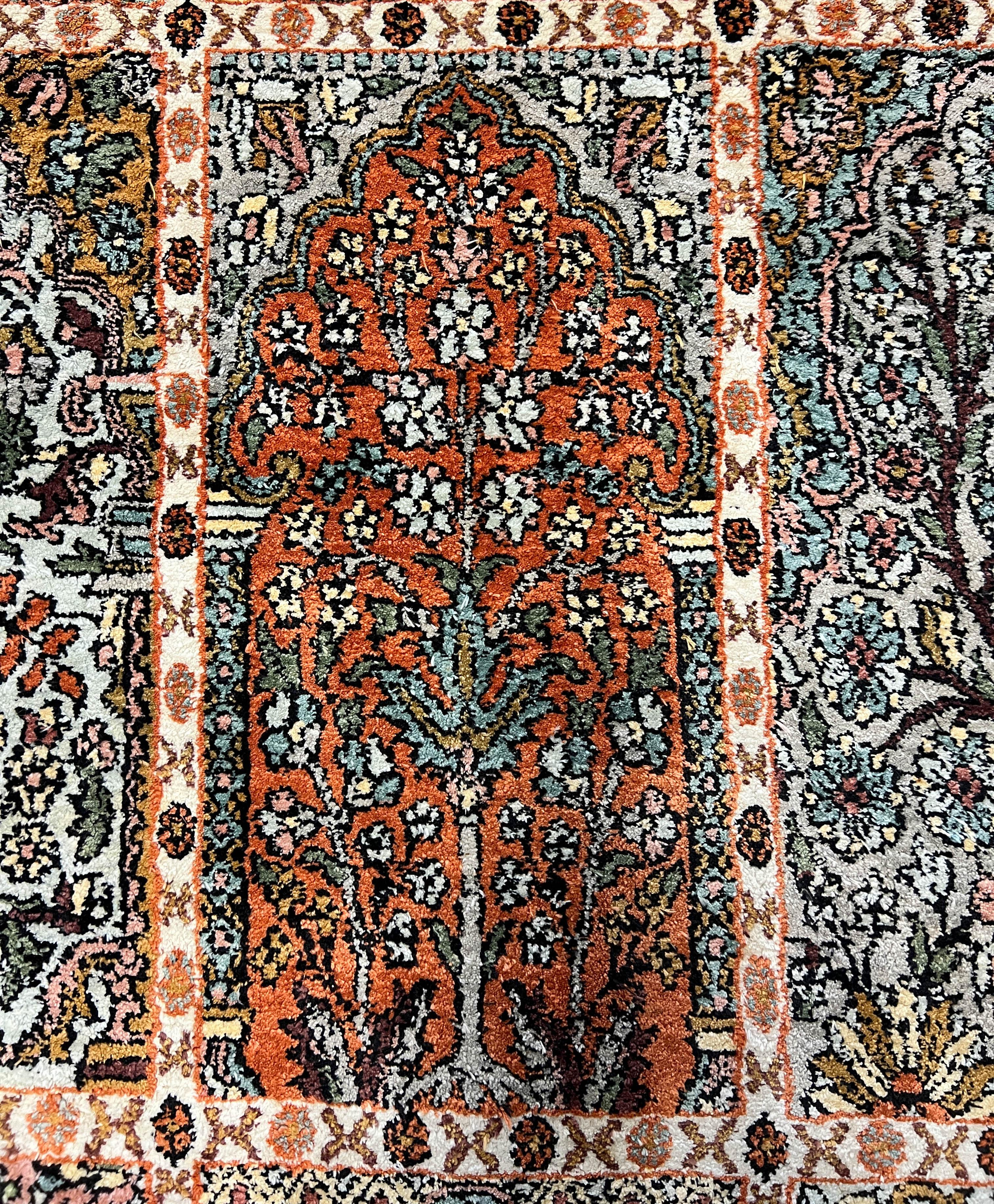 Hand-Knotted Kashmir Silk Pile Rug - 12' x 18' For Sale 8