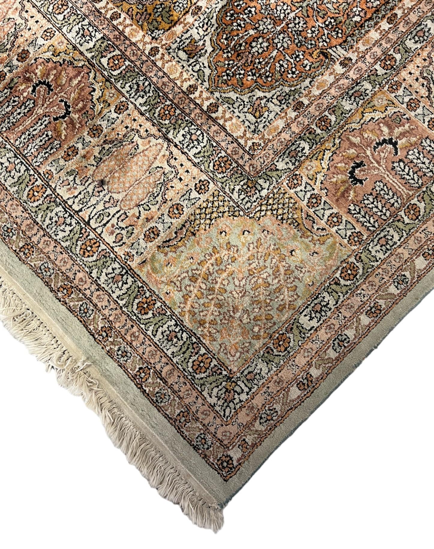 Hand-Knotted Kashmir Silk Pile Rug - 12' x 18' For Sale 11