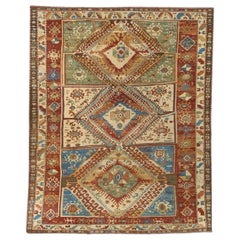 Hand-Knotted Kazak Tribal Wool Rug 7'9"x10' Afghan Geometric Medallion