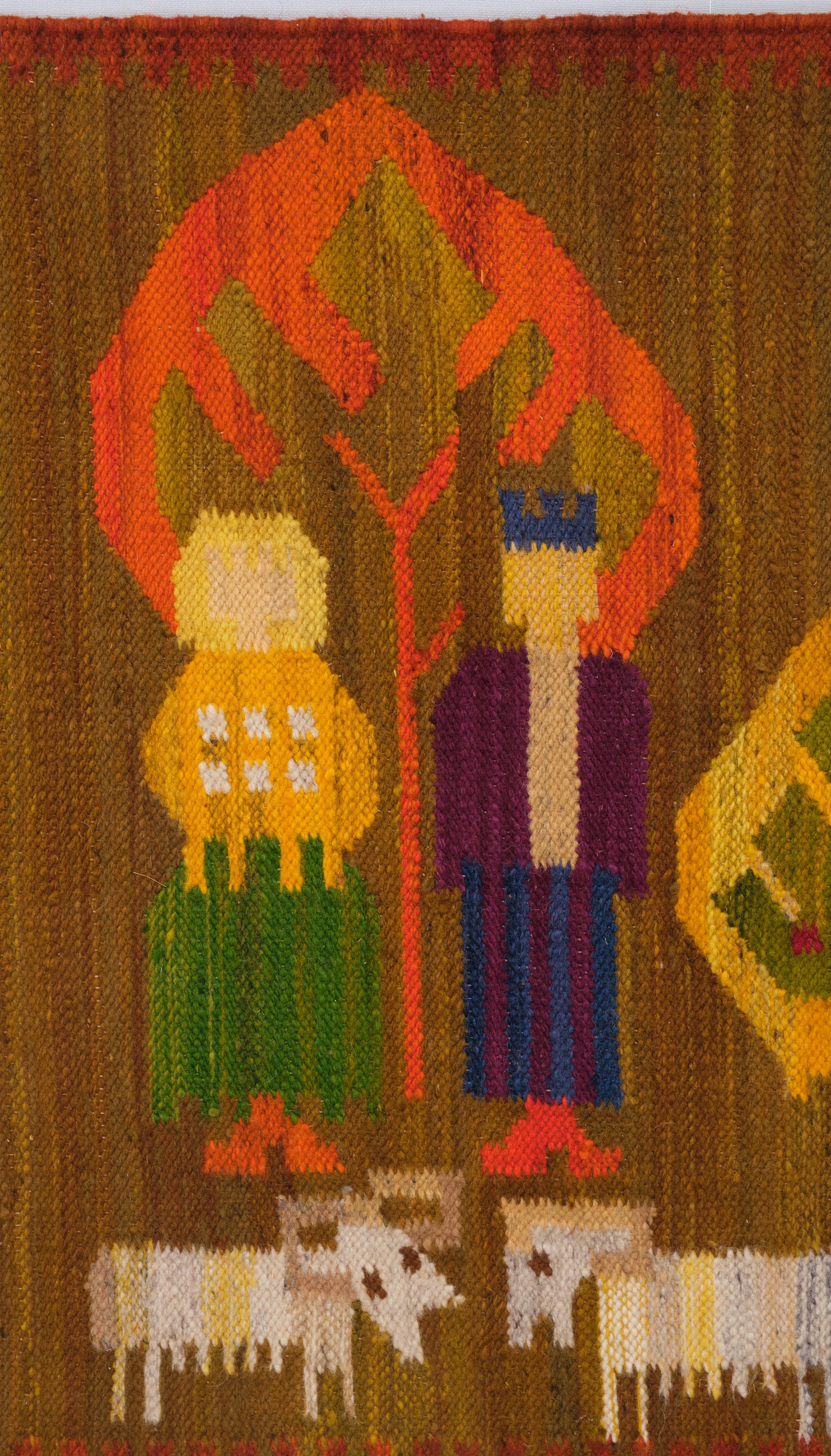Hand-Woven Hand knotted Kelim Tapestry   45 Pasterki   1960s Poland 