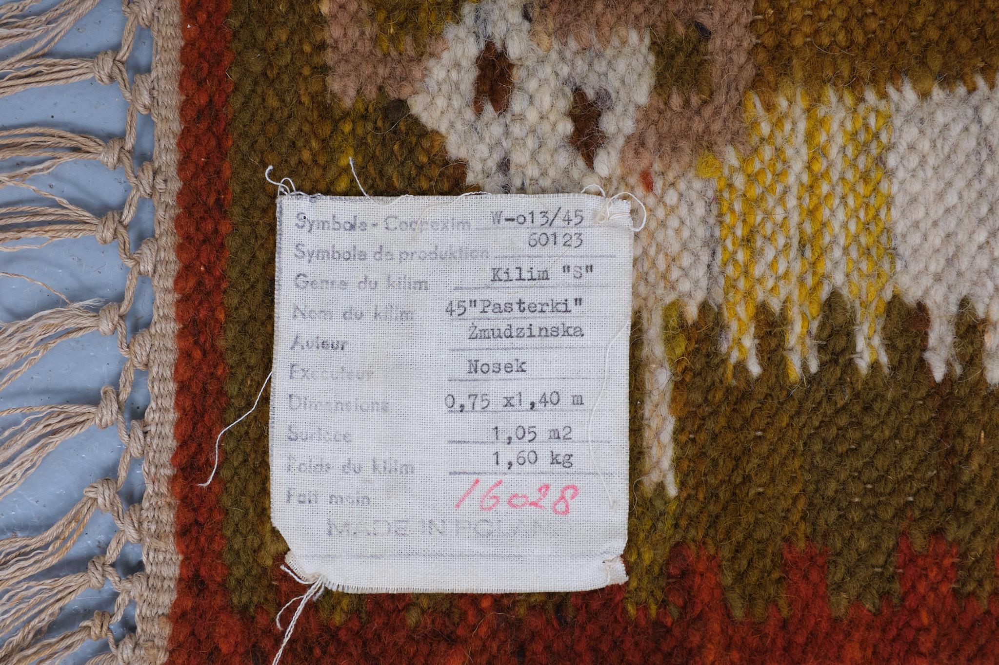Hand knotted Kelim Tapestry   45 Pasterki   1960s Poland  1