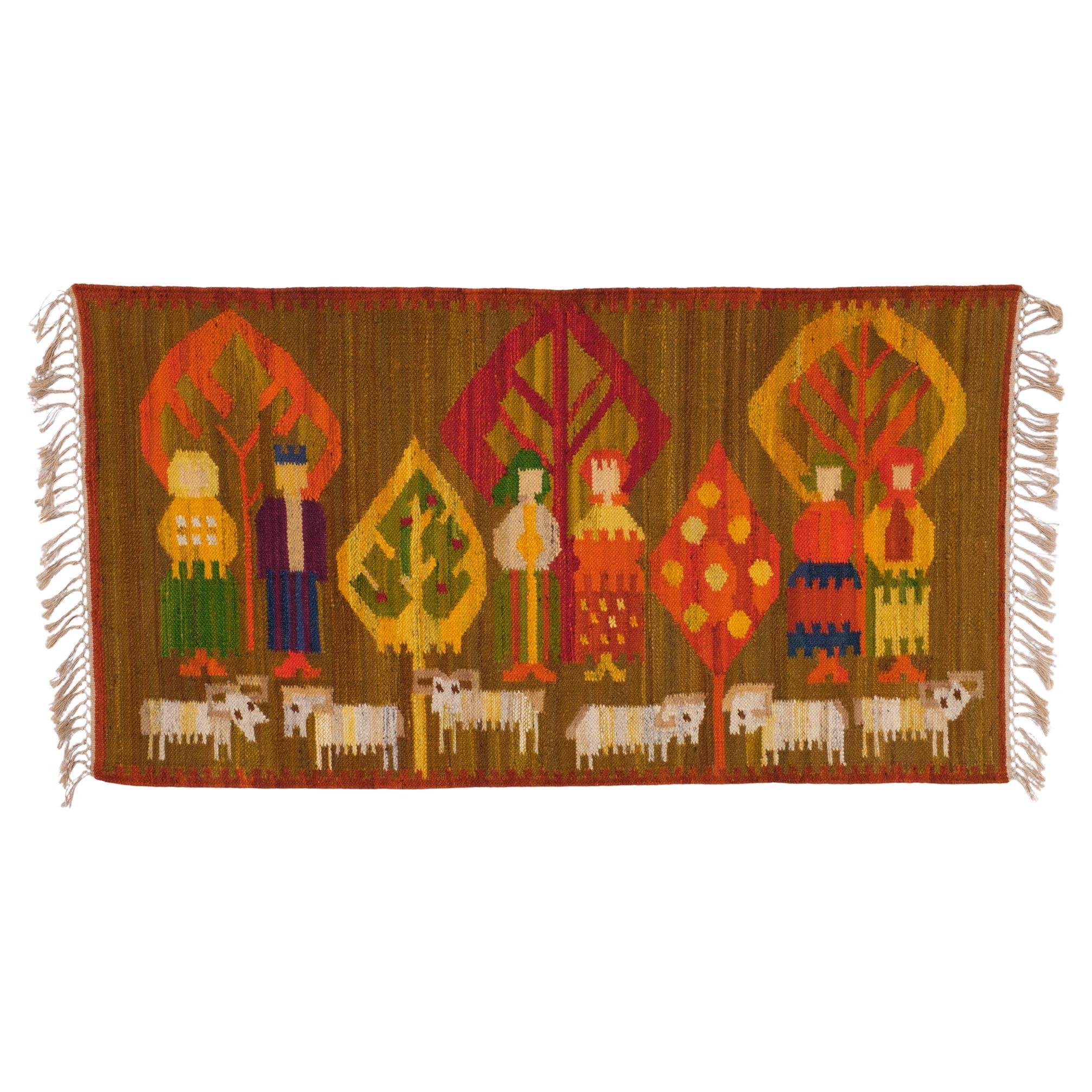 Hand knotted Kelim Tapestry   45 Pasterki   1960s Poland 