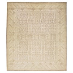 Tappeto di lana di transizione annodato a mano di ispirazione Khotan - Toni neutri della terra 18x20