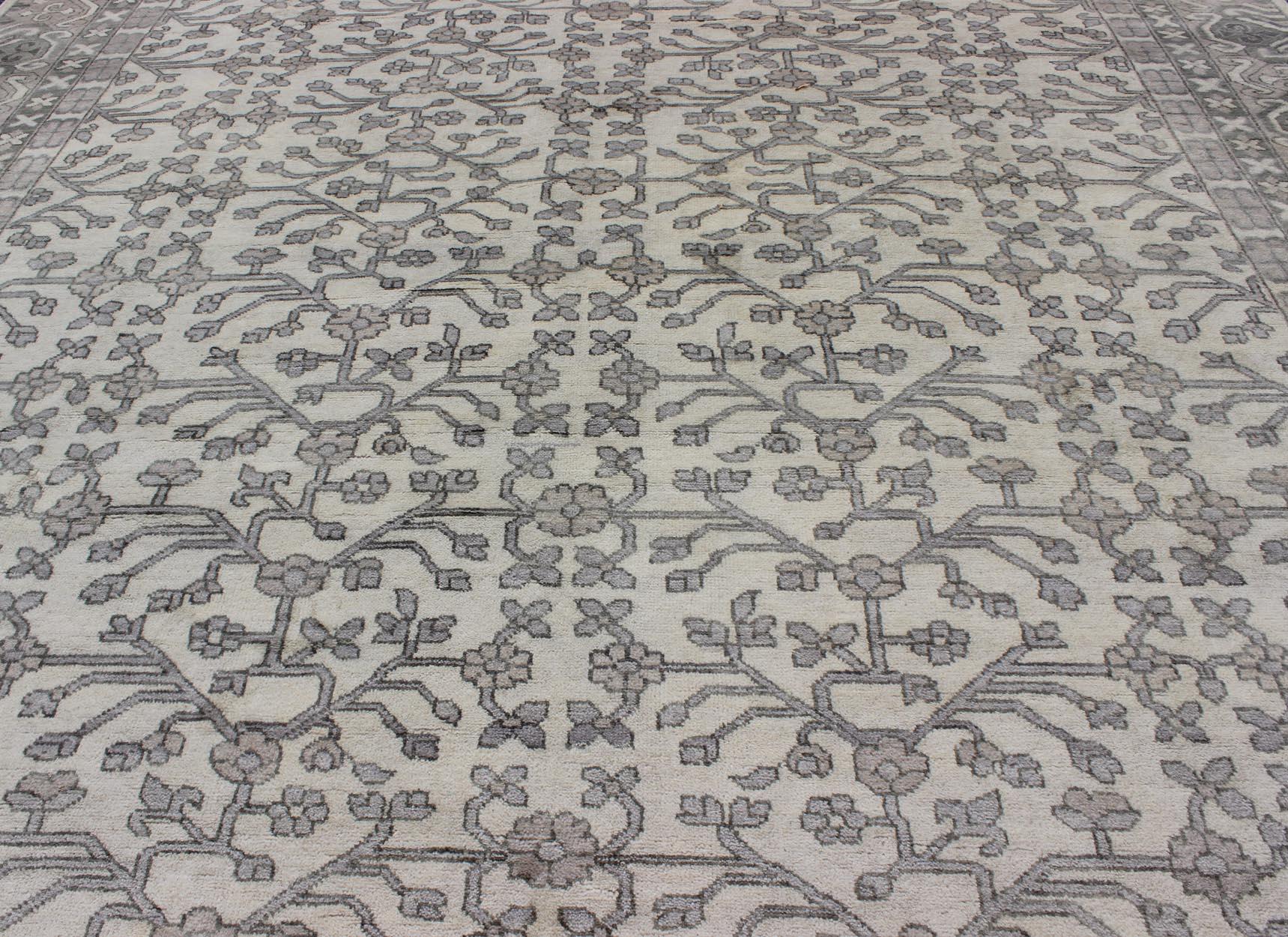 Hand-Knotted Khotan Rug by Keivan Woven Arts in Wool With All-Over Design For Sale 5