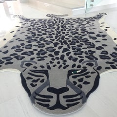 Rug Leopold - Animal Grey  White Black Wool Area Carpet Handknotted Leopard