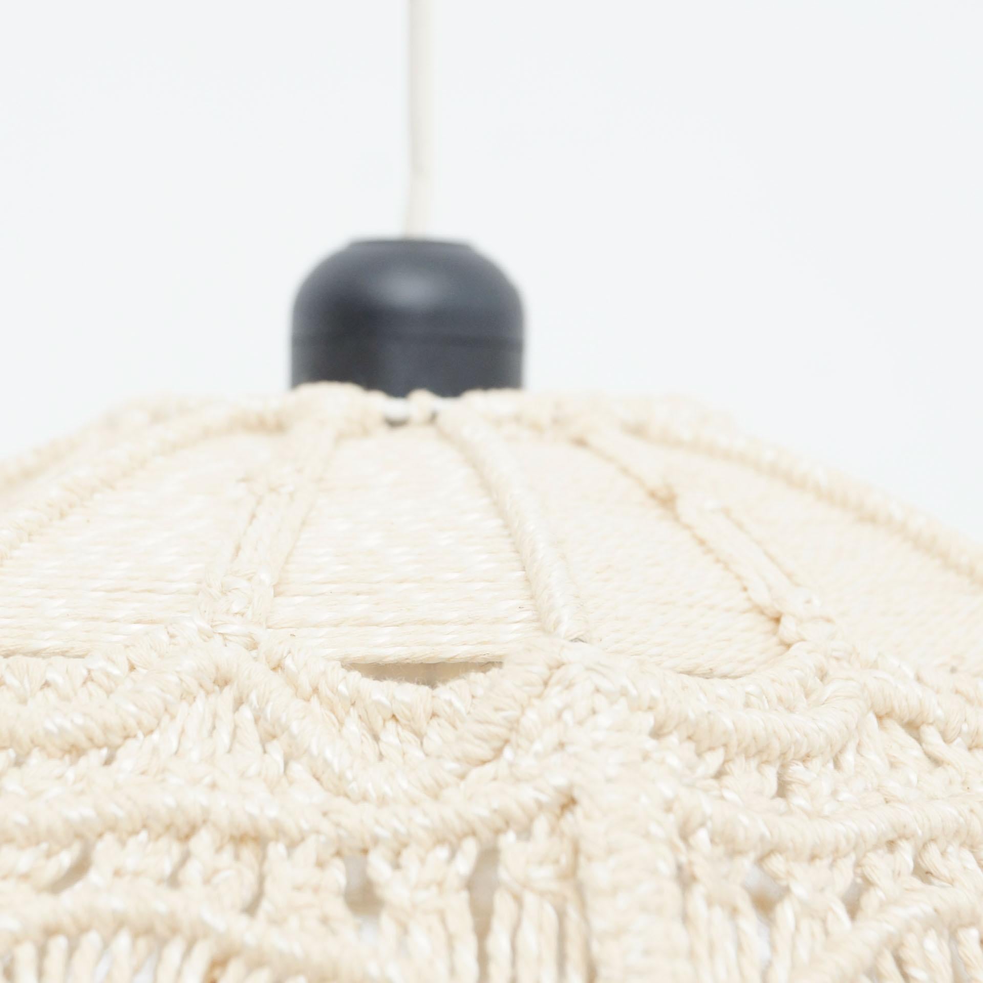 Hand Knotted Macramé Ceiling Lamp, circa 1960 3