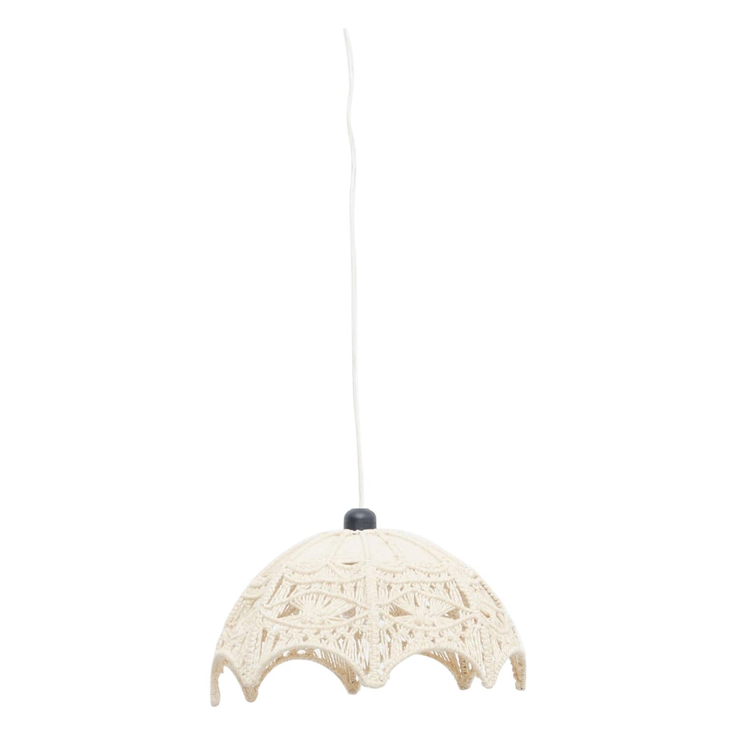 Hand Knotted Macramé Ceiling Lamp, circa 1960