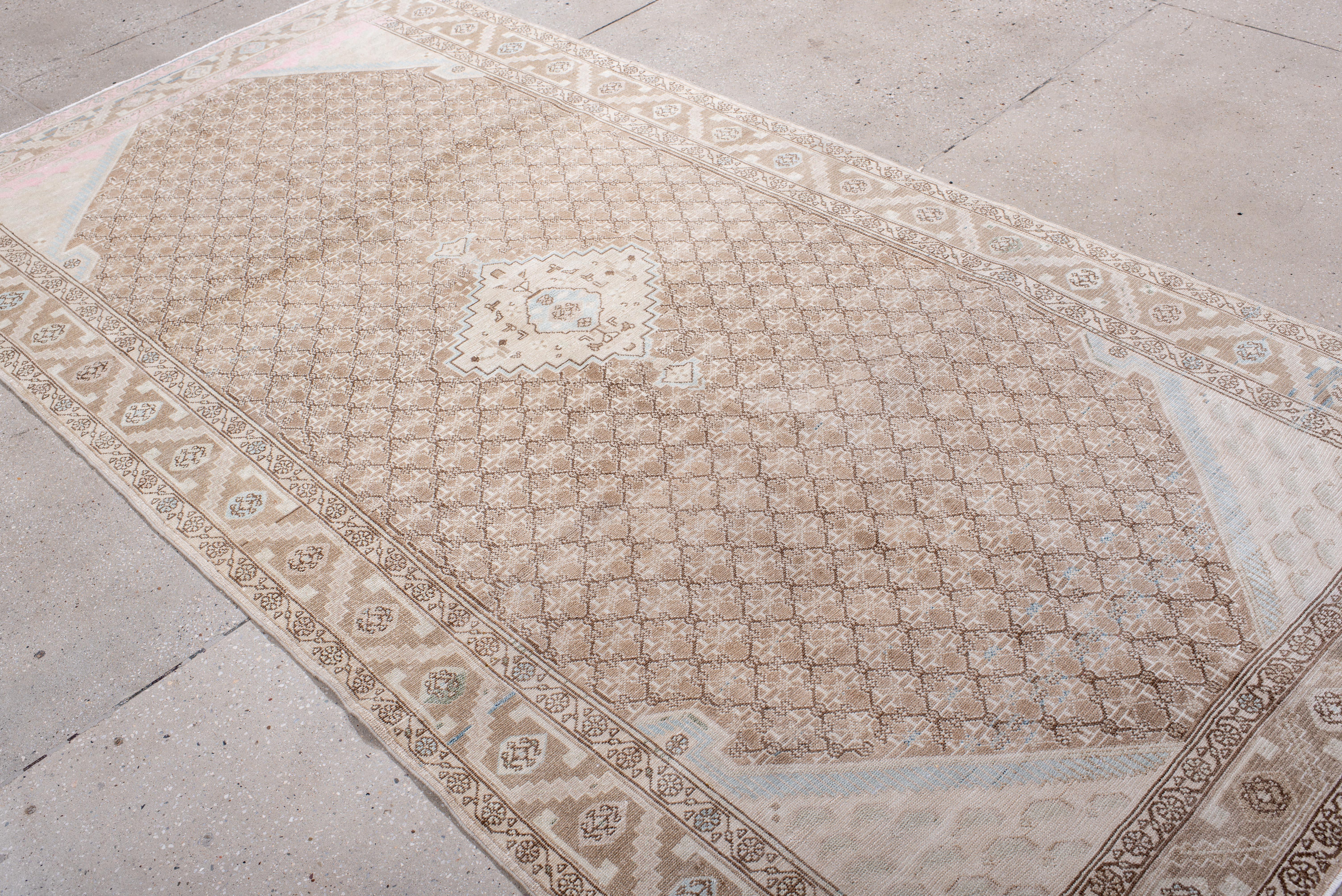 Alfombra anudada a mano Malayer Suave diseño de medallón reticular en rubor y arena en Bueno estado para la venta en New York, NY