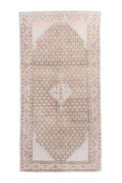 Hand-Knotted Malayer Rug Soft Lattice Medallion Design in Blush and Sand