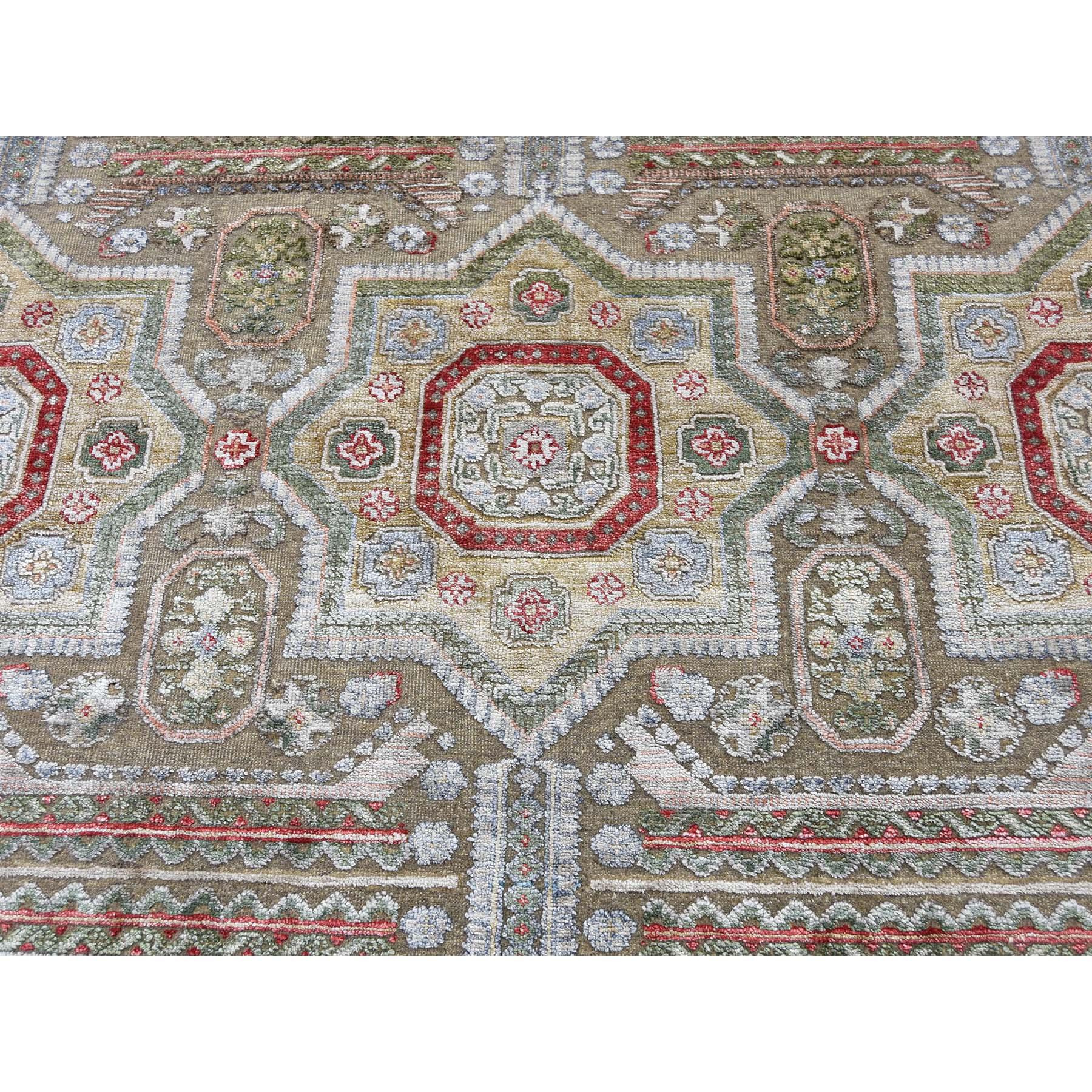 Hand Knotted Mamluk Design Silk with Oxidized Wool Oriental Rug 2