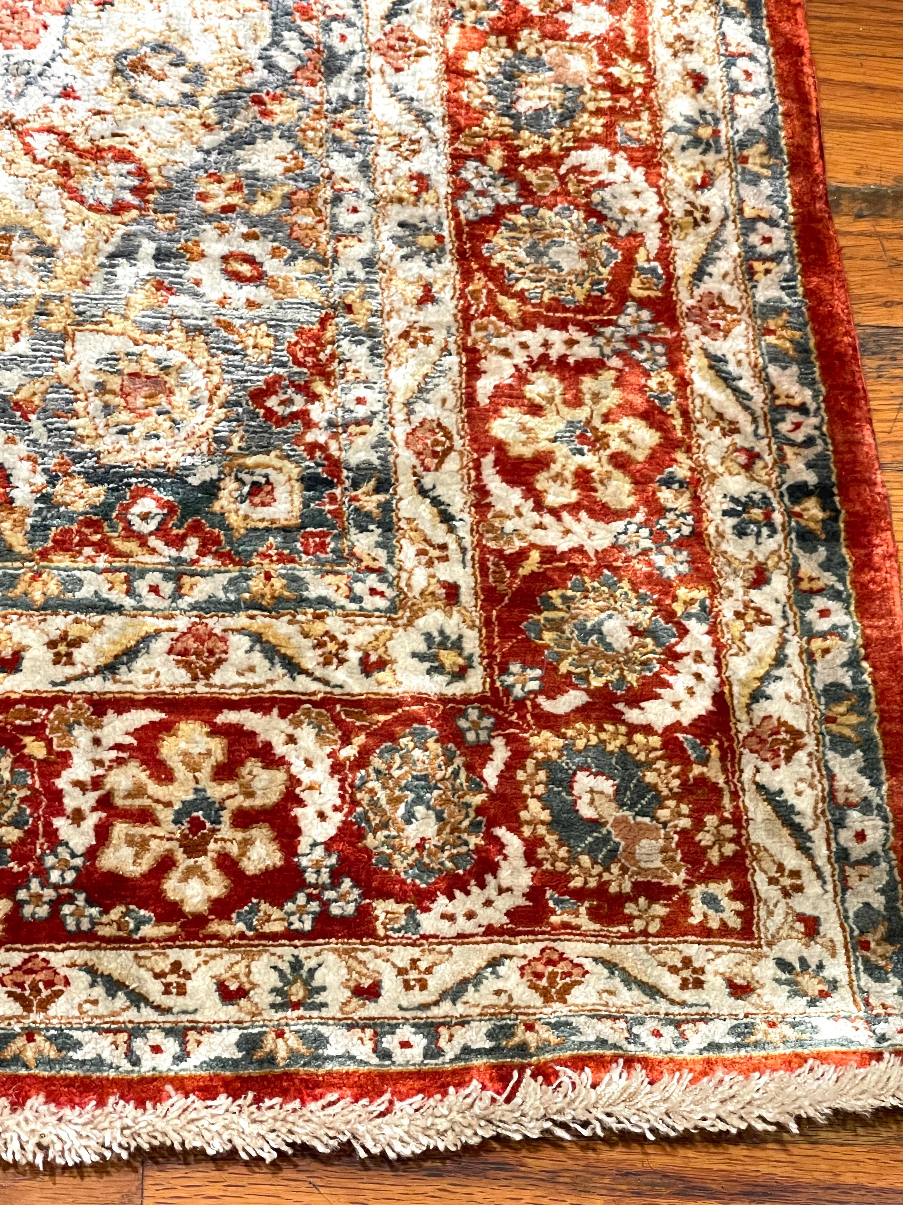 Floral Silk Chinese Rug For Sale 6