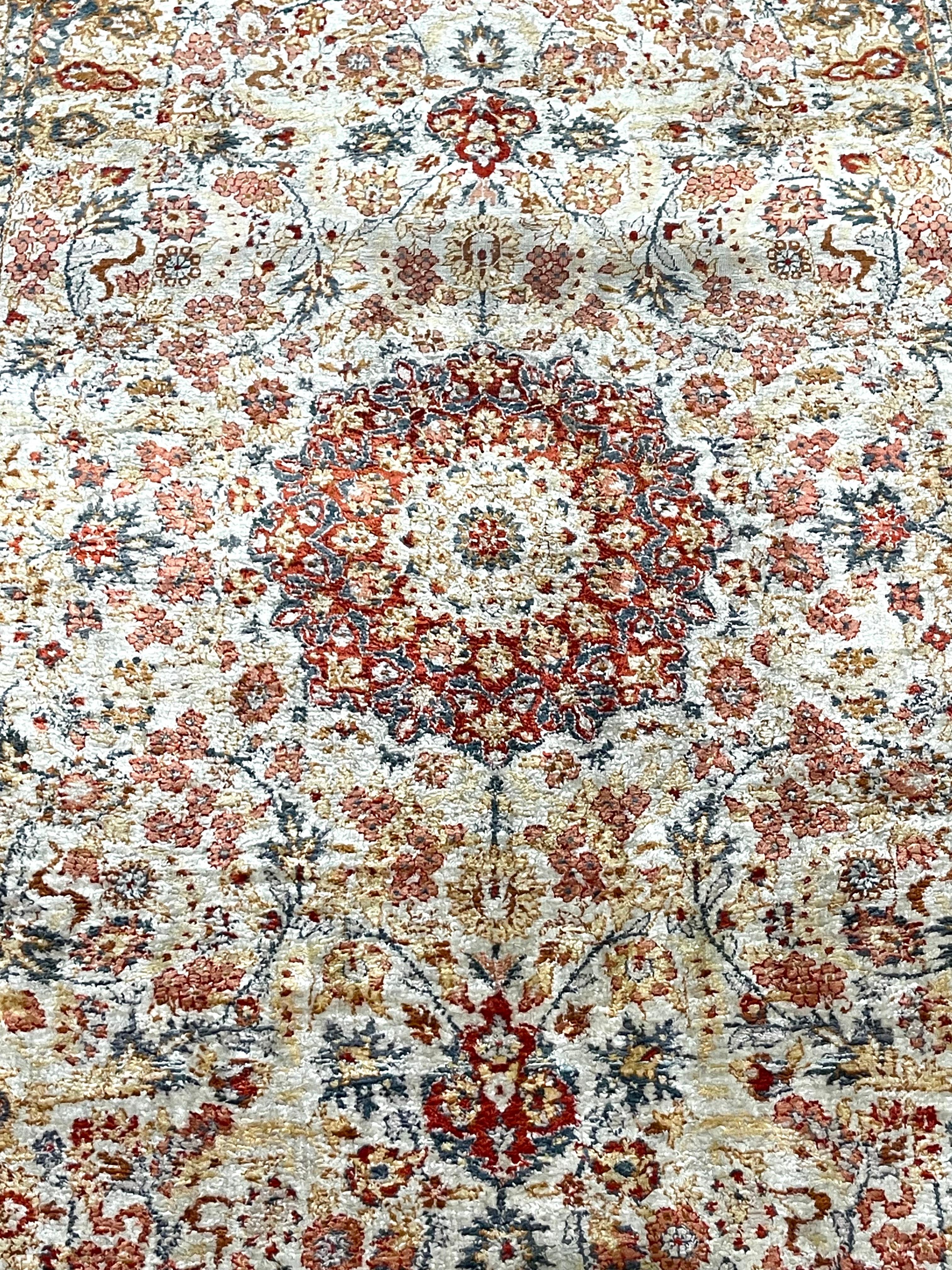 Floral Silk Chinese Rug For Sale 7