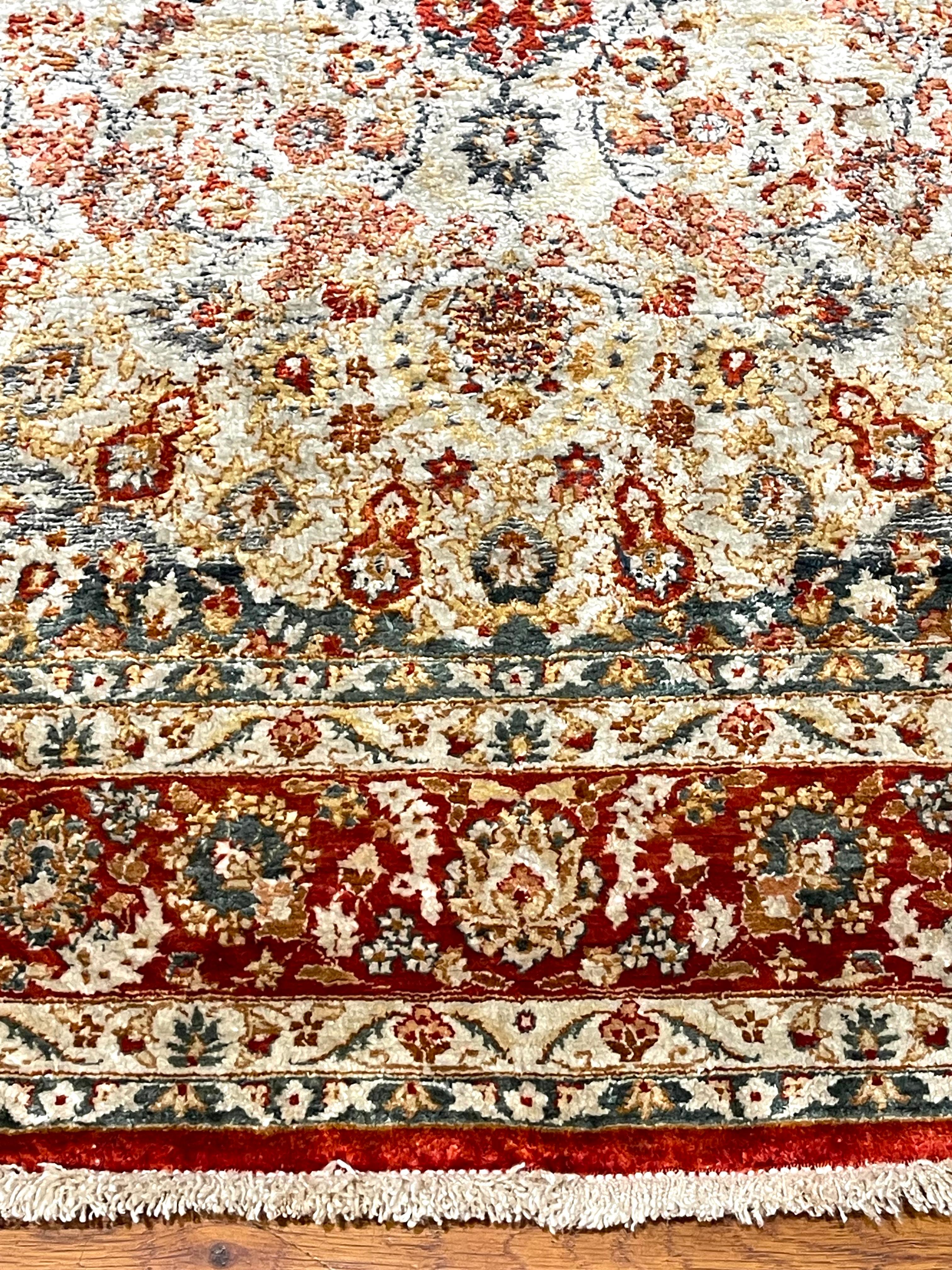 Floral Silk Chinese Rug For Sale 1